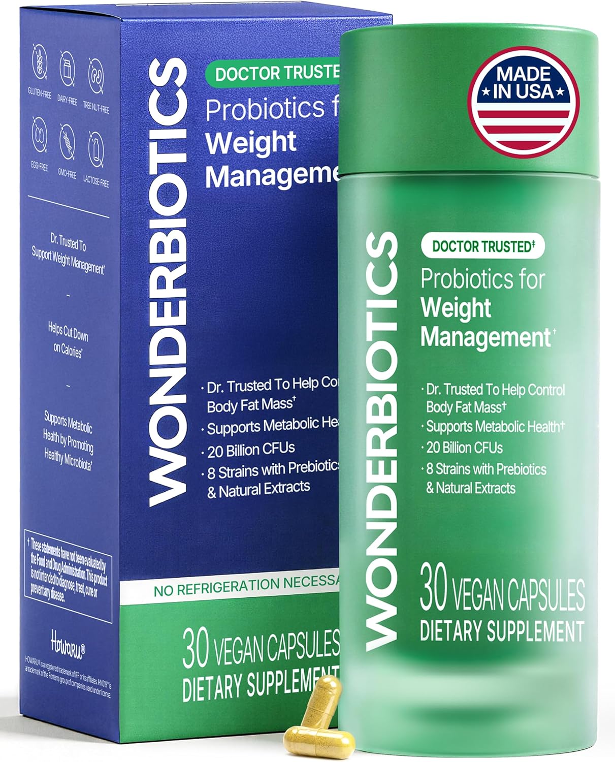 Weight Management Probiotics - 8 Advanced Strains with Dihydroberberine, GLP-1 Support, Belly Fat, Craving Control Supplement, Appetite Suppressant, Gas Bloating Relief for Women, 30 CT