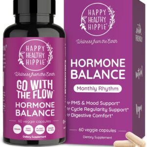 Happy Healthy Hippie Hormone Balance for Women — PMS Support & PMDD, Mood, Cycle Regularity — Chasteberry Supplements with Maca, Dong Quai, Black Cohosh — Vegan, Non-GMO, 60 Capsules