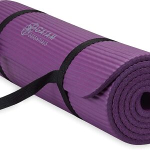 Gaiam Yoga Mat, Pilates & Exercise Mat, Thick 2/5" (10mm) Workout Mat with Easy-Cinch Carrying Strap for Home & Gym Workouts