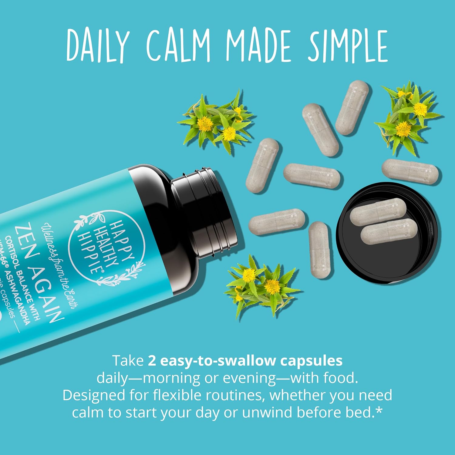 Zen Again Cortisol Manager with Ashwagandha KSM-66 | Cortisol Supplements for Women | 11-in-1 Complex | Herbal Stress Support with L-Theanine, Rhodiola & Magnesium | Vegan, 60 Ct (30 Servings) - Image 6