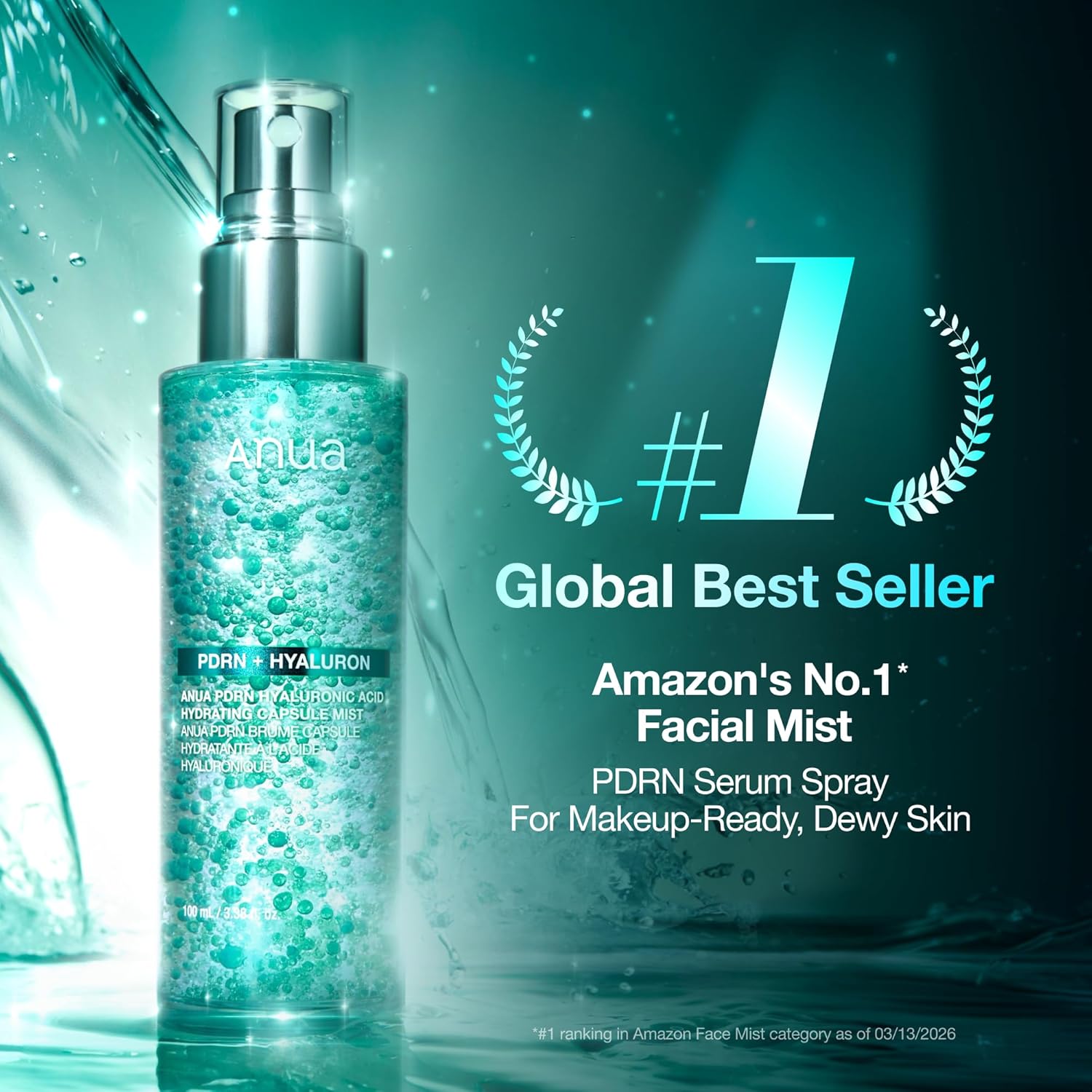ANUA PDRN Collagen Glow Facial Serum Spray, Hydrating Face Mist, Hyaluronic Acid, dewy glass finish, All Skin Types, Instant Plumping Hydration, Firming Care, Korean Skincare, 3.38 fl oz - Image 2