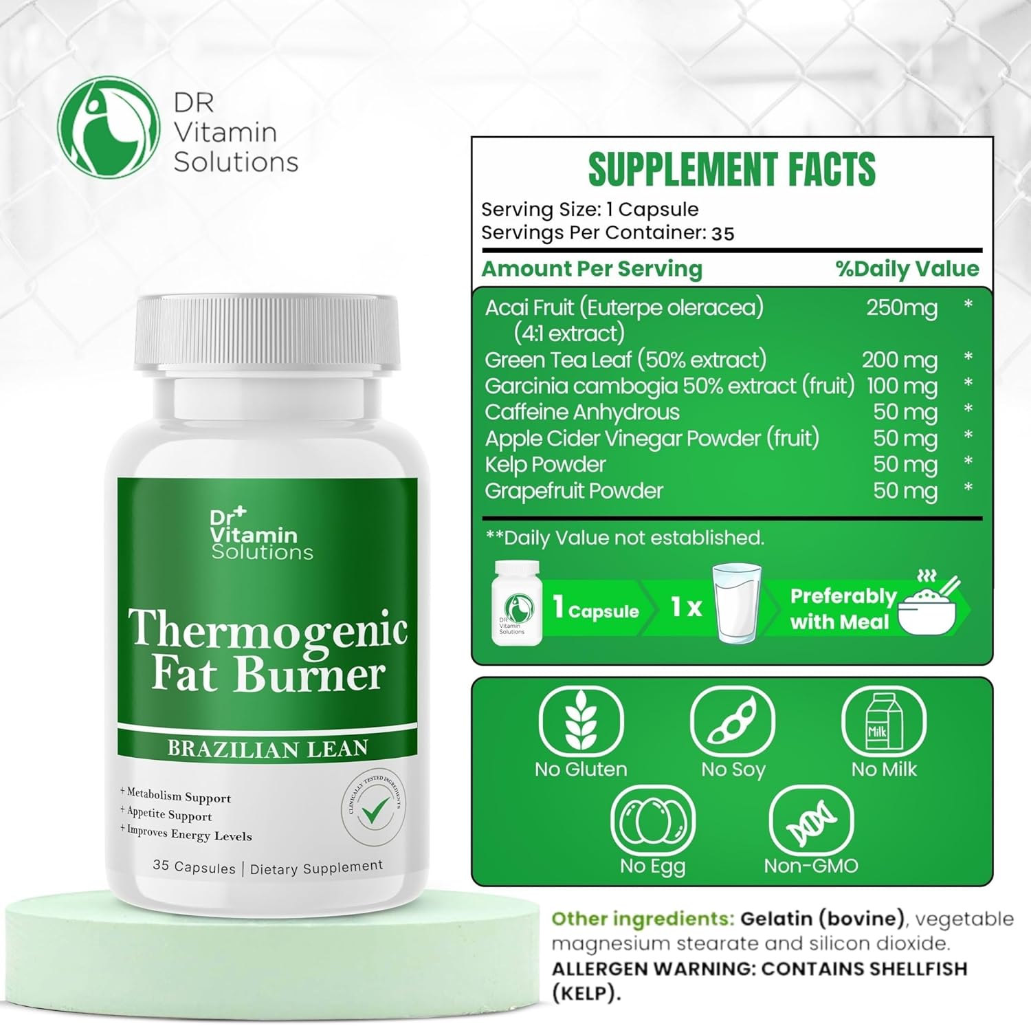 Thermogenic Fat Burner Brazilian Lean - Weight Loss Pills for Women & Men | Appetite Suppressant & Metabolism Booster w/Green Tea, Garcinia | Belly Fat, Energy & Bloating Support - 35 Capsules - Image 2