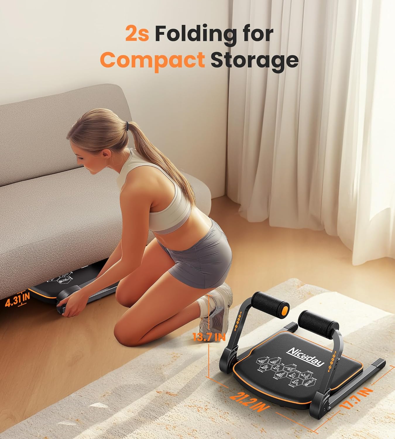 Niceday Ab Workout Equipment, Ab Machine for Stomach Workout, Ab Trainer Machine for Home, Ab Crunch Machine for Home Exercise, Sit Up Machine with 330 LBS Weight Capacity - Image 7