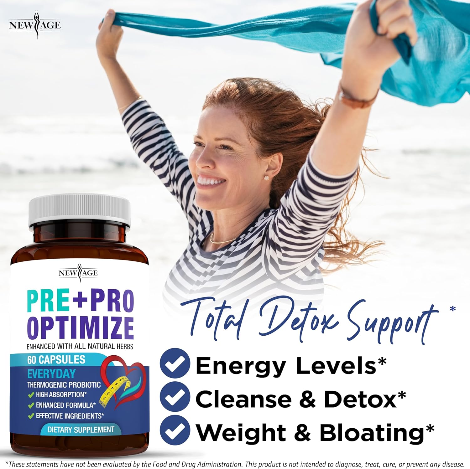 NEW AGE Pro Optimize Probiotics for Women, Menopause, Digestive Health - Support for Bloating, Hot Flashes, Joint Support, Night Sweats - Gut Health & Metabolism - Dong Quai (60 (Pack of 1)) - Image 3
