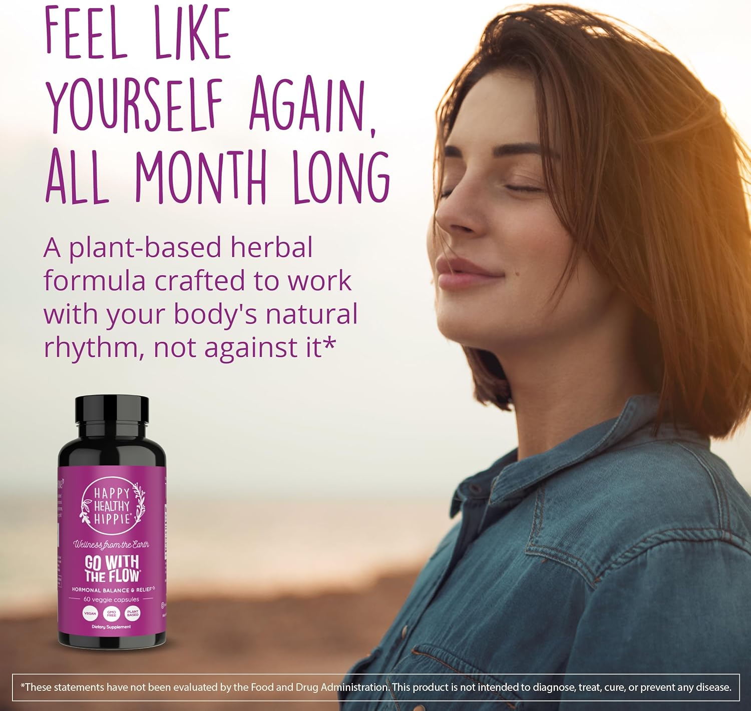 Happy Healthy Hippie Hormone Balance for Women — PMS Support & PMDD, Mood, Cycle Regularity — Chasteberry Supplements with Maca, Dong Quai, Black Cohosh — Vegan, Non-GMO, 60 Capsules - Image 2