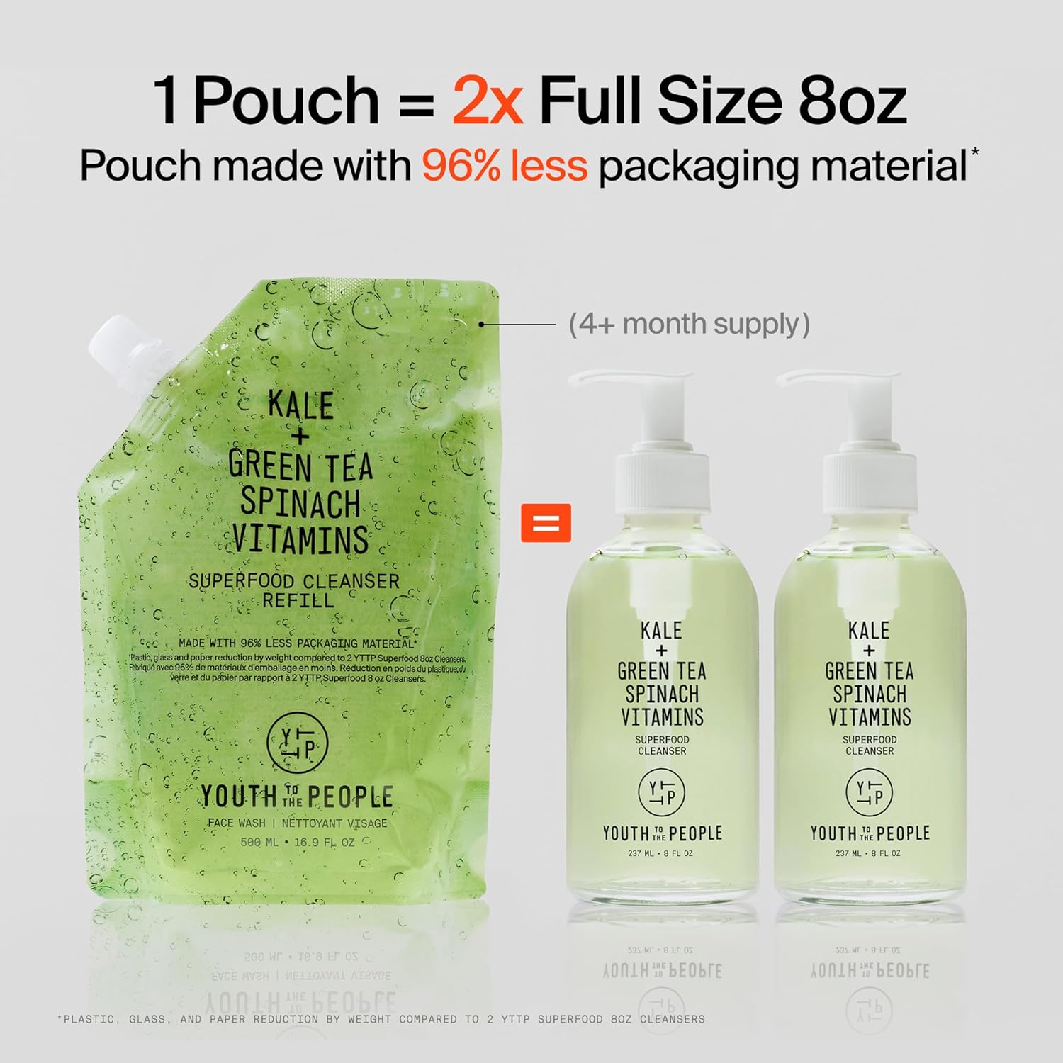 Youth To The People Superfood Facial Cleanser - Kale + Green Tea Daily Face Wash, Gently Removes Makeup, SPF, and Oils, Soothing Antioxidants for Glowing Skin, pH Balance, Clean Pores, Refillable - Image 11