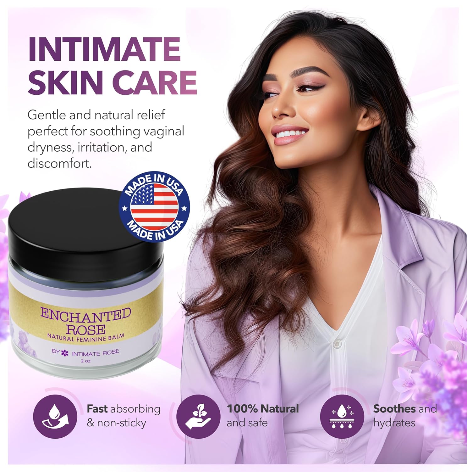 Vulva Balm & Organic Vaginal Moisturizer for Women: Natural Vulva Moisturizer & Vulva Cream for Dryness on Intimate Skin - NON Estrogen Cream - Perfect for Menopause & Shaving Rash Relief - Image 2