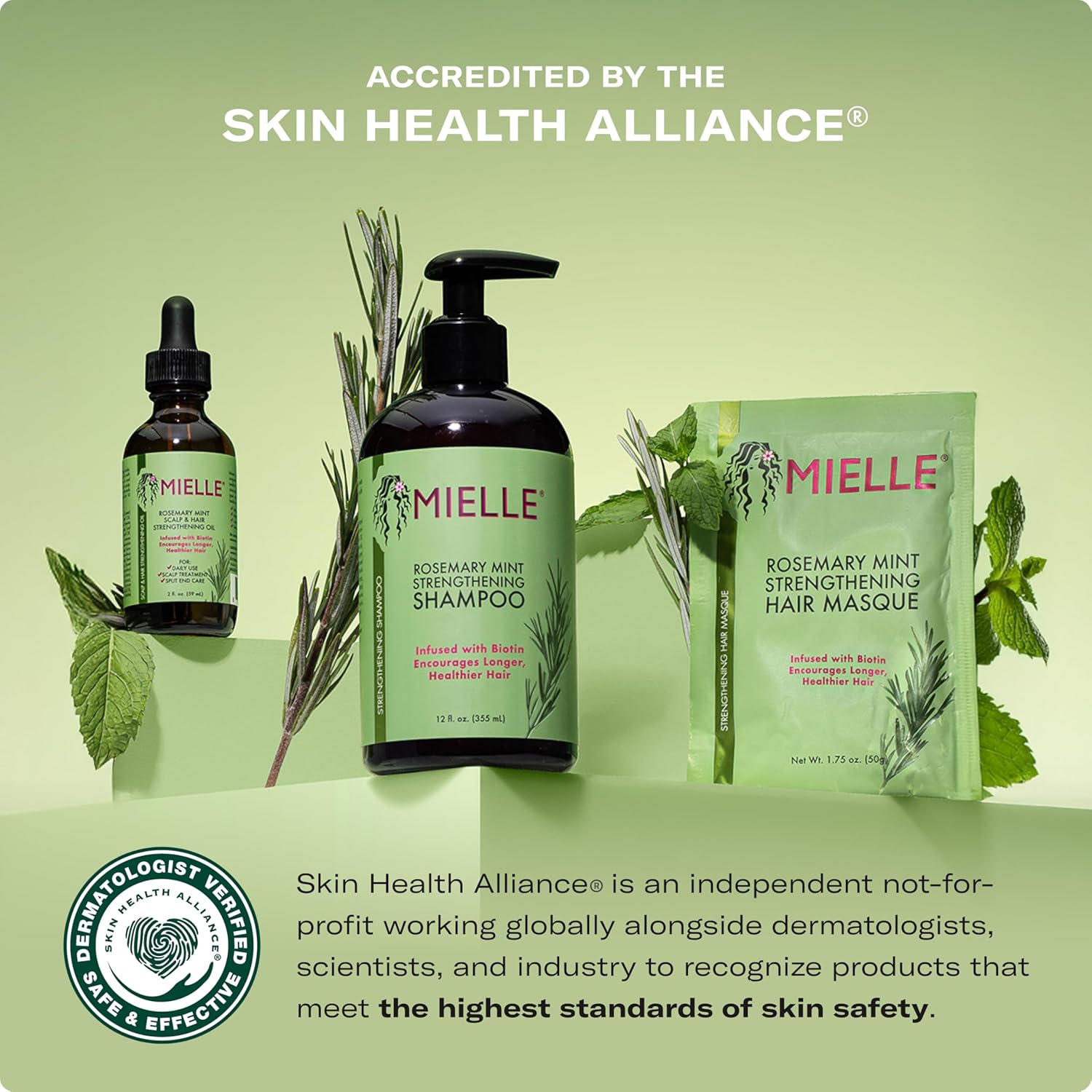 Mielle Organics Rosemary Mint Strengthening Shampoo and Leave-In Conditioner Infused with Biotin, Cleanses and Helps Strengthen Weak and Brittle Hair, 12 Ounces - Image 2