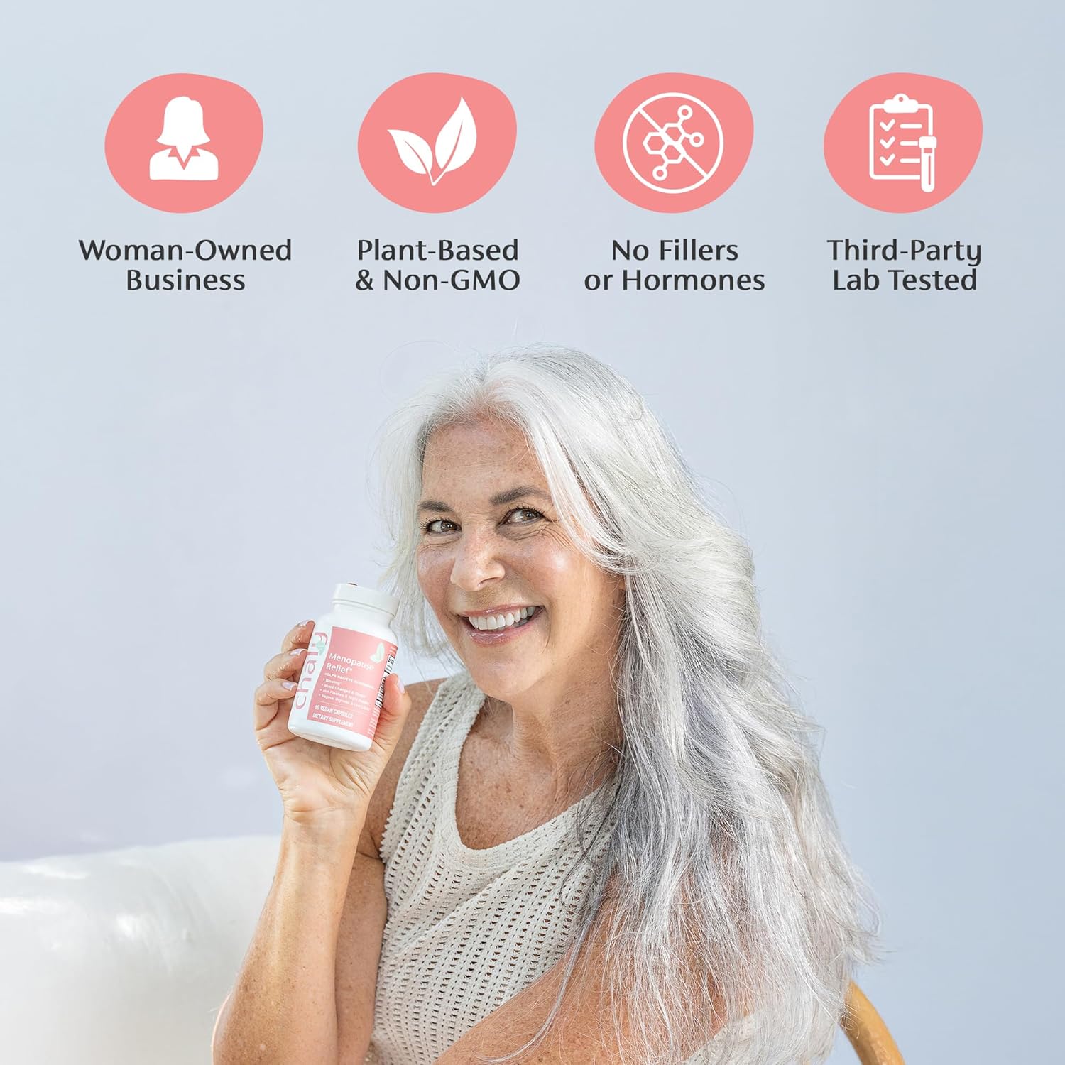 Chaly Menopause Supplements for Women with Ashwagandha KSM 66 and Saffron | Hot Flash, Bloating, Libido, Vaginal Dryness, Stress, and Mood Support Supplement | Menopause Relief Supplements | 60 Count - Image 6