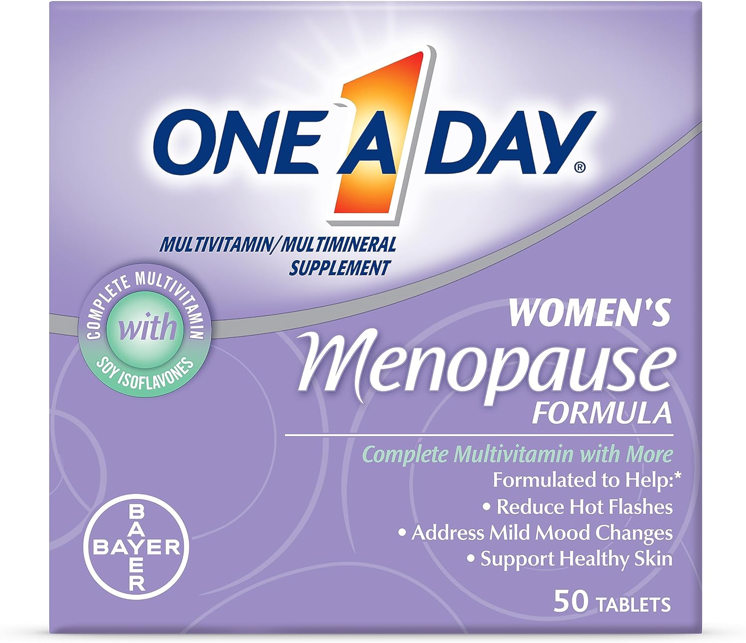 One A Day Women's Menopause Multivitamin with Vitamin A, Vitamin C, Vitamin D, Vitamin E and Zinc for Immune Health Support, Bone health, 50 Count (Packaging May Vary)