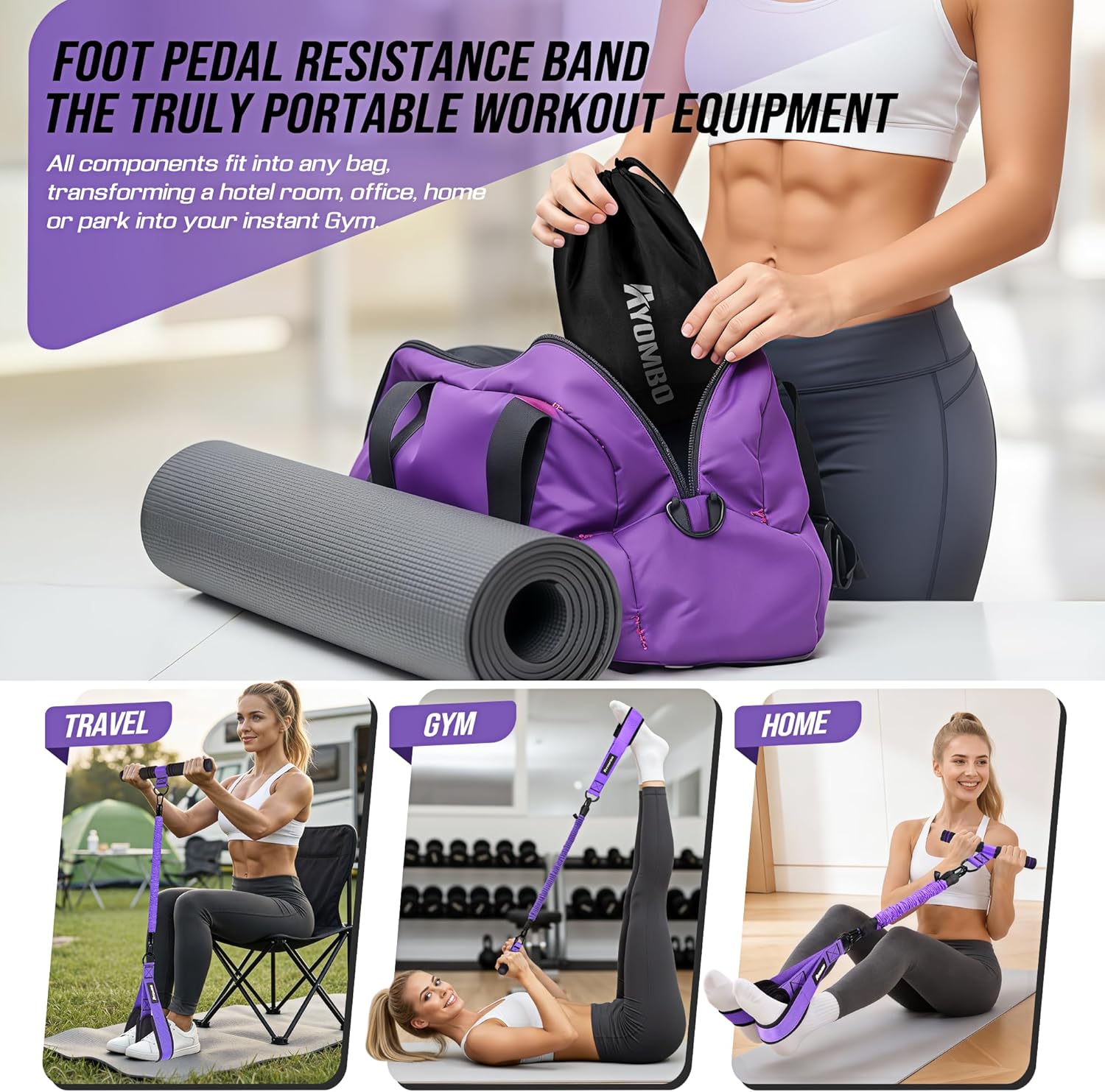 Upgrade Pedal Resistance Band with Handle, Adjustable Tube Foot Pedal Device Puller Exercise Bands, for Abs Arm Leg Waist Workout, Core Pilates, Sit Up Fitness Equipment for Full Body Training - Image 6