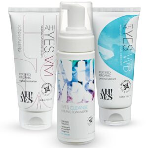 AH! YES® Ultimate Hydration Intimate Health Bundle | Certified Organic | Water-Based Lubricant, Vaginal Moisturizer & pH Matched Feminine Wash | Long-Lasting Hydration & Gentle Intimate Care