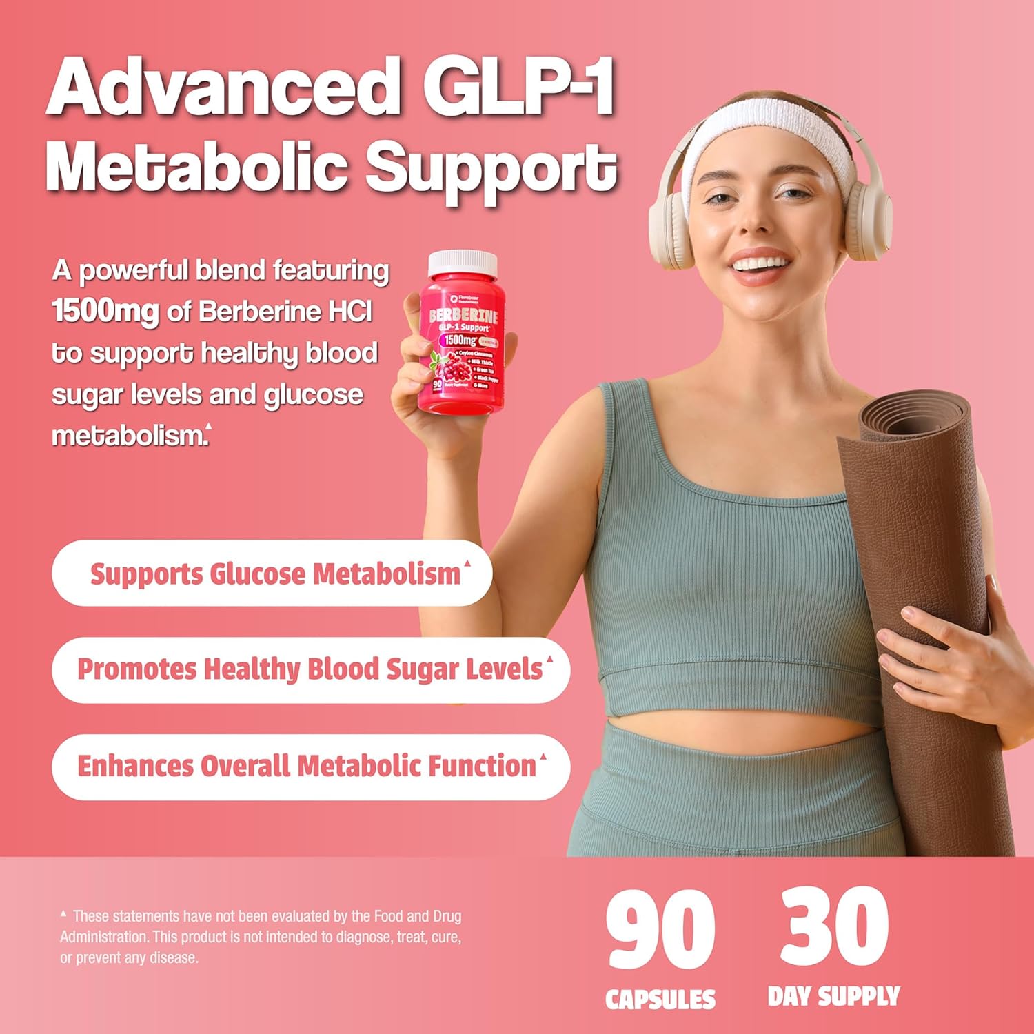 Berberine 1500mg GLP-1 Weight Loss Supplement Pills for Women & Men - Appetite Suppressant with Ceylon Cinnamon, Milk Thistle, Chromium Picolinate, Green Tea & Alpha Lipoic Acid - 90 Veggie Capsules - Image 3