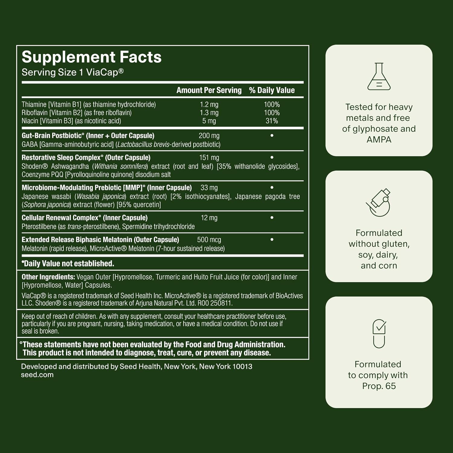Seed PM-02 Sleep + Restore - Sleep Aid for Women & Men - Non-Habit Forming Bioidentical Melatonin & Ashwagandha - Vegan & Shelf-Stable - 30 Capsules (30-Day Supply) - Image 8