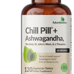 Futurebiotics Chill Pill + Ashwagandha, Rhodiola, St. John’s Wort, & L-Theanine - Non-GMO, 120 Vegetarian Tablets
