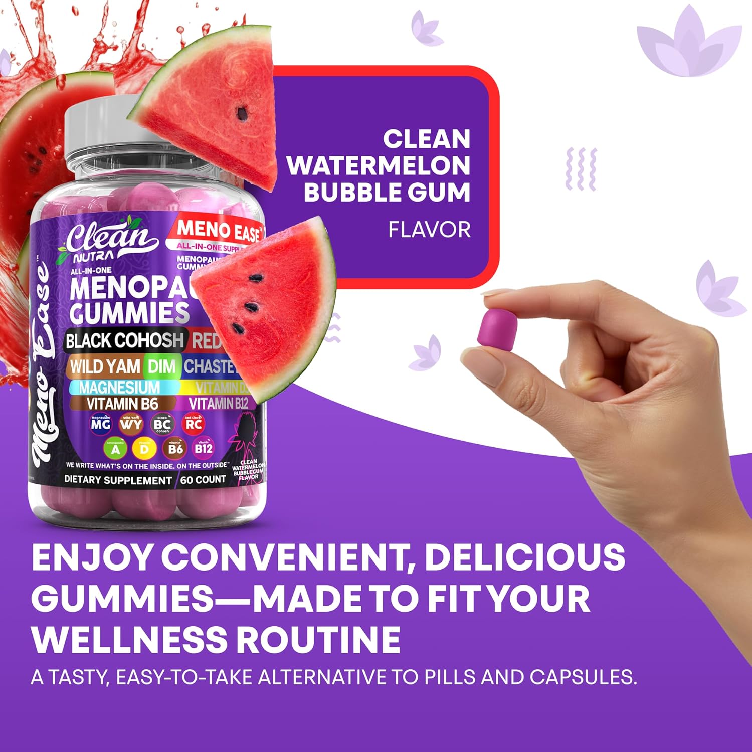 Menopause Supplement for Women Gummies with Black Cohosh, Wild Yam, DIM, Magnesium, Red Clover Chasteberry for Hormone Balance Relief Night Sweats Mood Plus Bergamot, Vitamin D3, Vitamin B6 B12 - Image 10