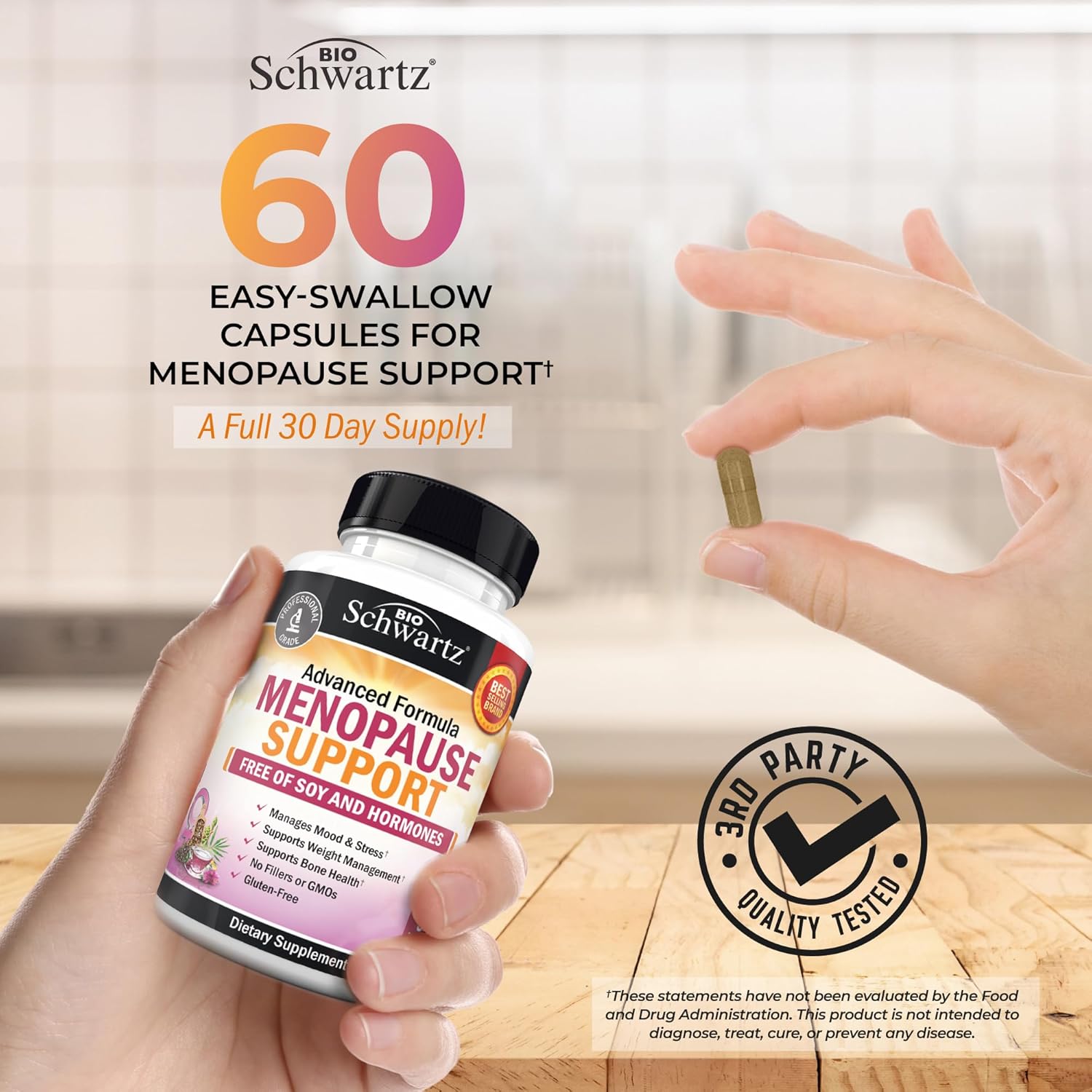 Herbal Menopause Support for Women - Supports Healthy Mood and Balance with Milk Thistle Chasteberry Black Cohosh Red Clover Turmeric Ginger - Menopause Supplements for Women - 60 Veggie Capsules - Image 6