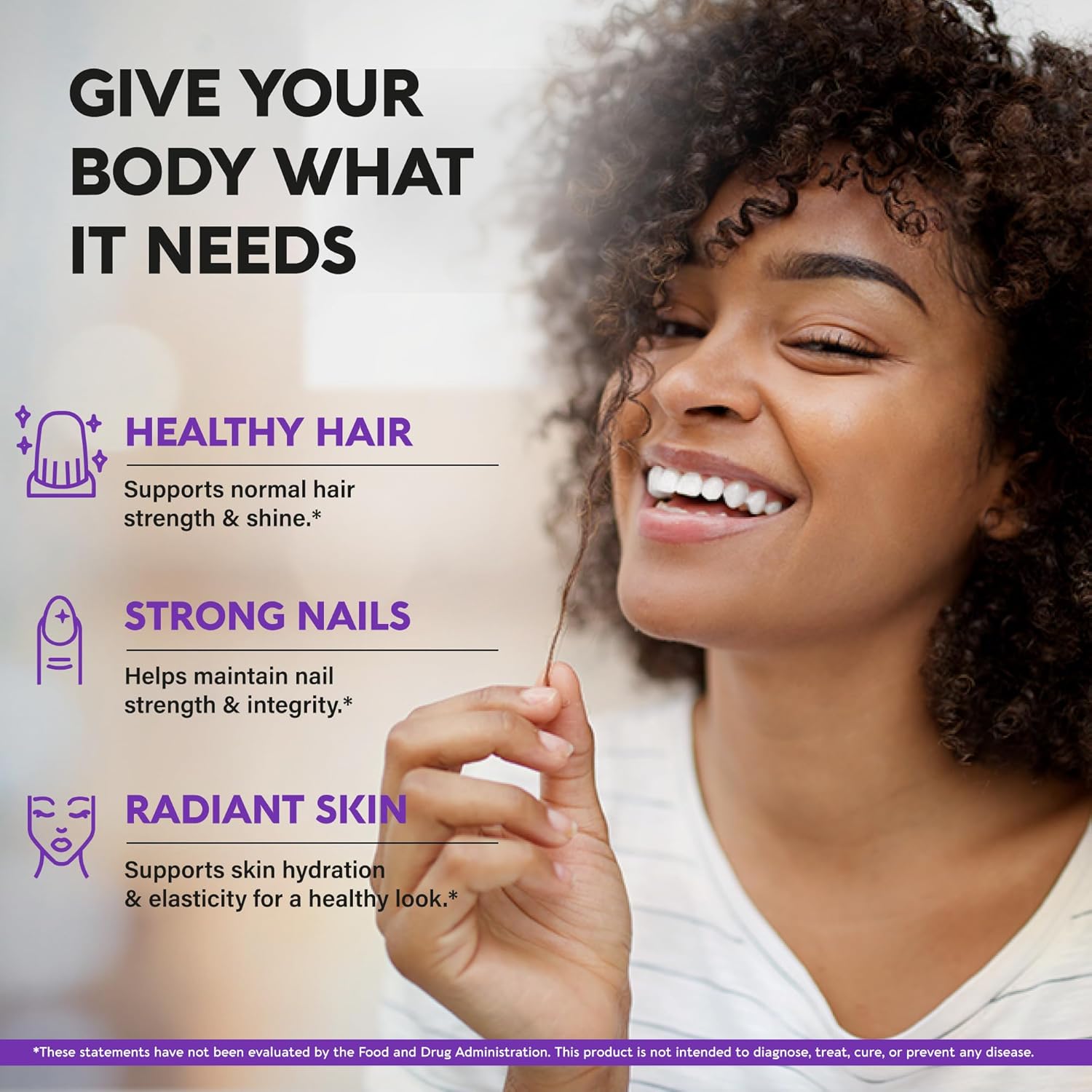 Biotin | Collagen | Hyaluronic Acid | Keratin - Support Normal Hair Growth Cycle, Skin & Nails - Clinically Tested - 25000mcg Vitamins B1, B2, B3, B6 & B7 - for Women & Men - Made in USA | 60 Capsules - Image 3