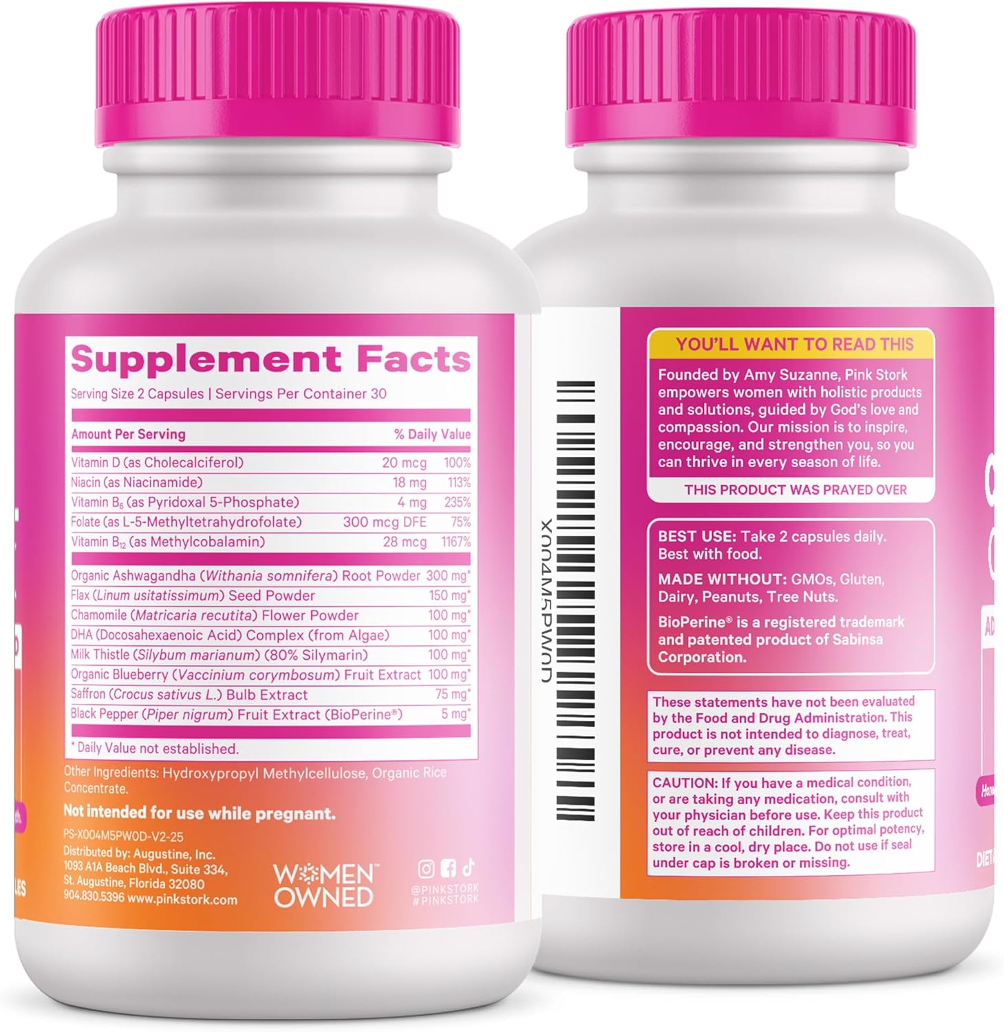 Pink Stork Cortisol Supplements for Women - Adaptogenic Adrenal Support & Stress Manager with Organic Ashwagandha, Omega 3, Saffron, Multivitamins - Mood & Hormone Balance - 60 Count - Image 8