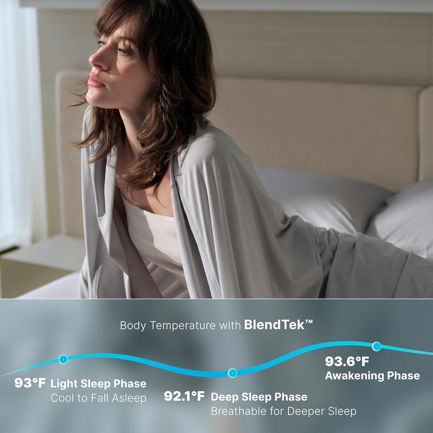Breescape Cooling Sheets King Size - BlendTek Dry & Cool Technology Cooling Bed Sheets for Hot Sleepers and Night Sweats, Q-Max>0.46 Tech King Sheet Set, Deep Pocket Up to 18", Misty Gray - Image 6