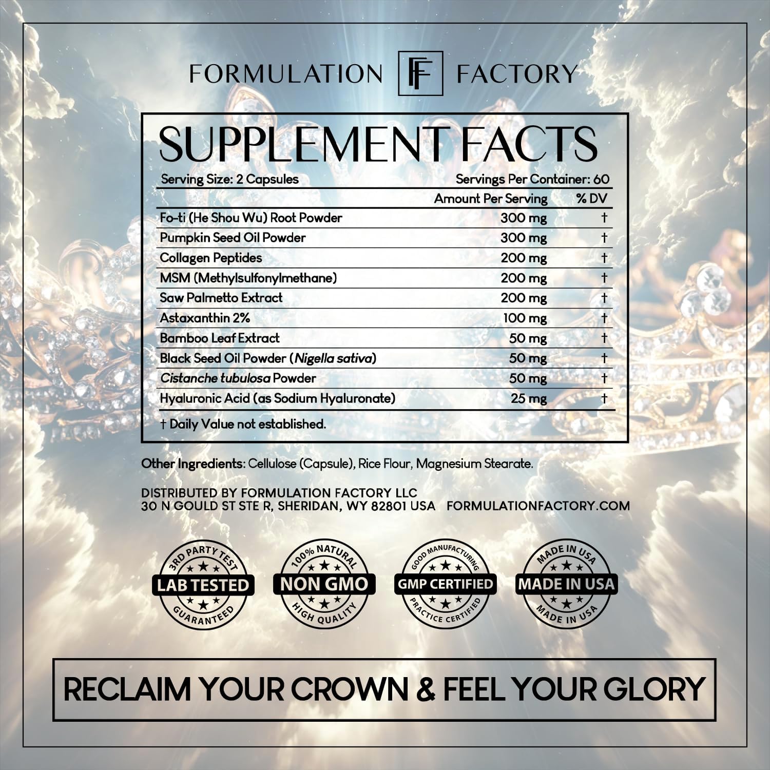 Formulation Factory Crown of Glory 10-in-1 Hair Growth Products - DHT Blocker for Men & Women with Pumpkin Seed Oil - Hair Vitamins for Faster Growth & Thickness - 120 Capsules, 2 Month Supply - Image 8