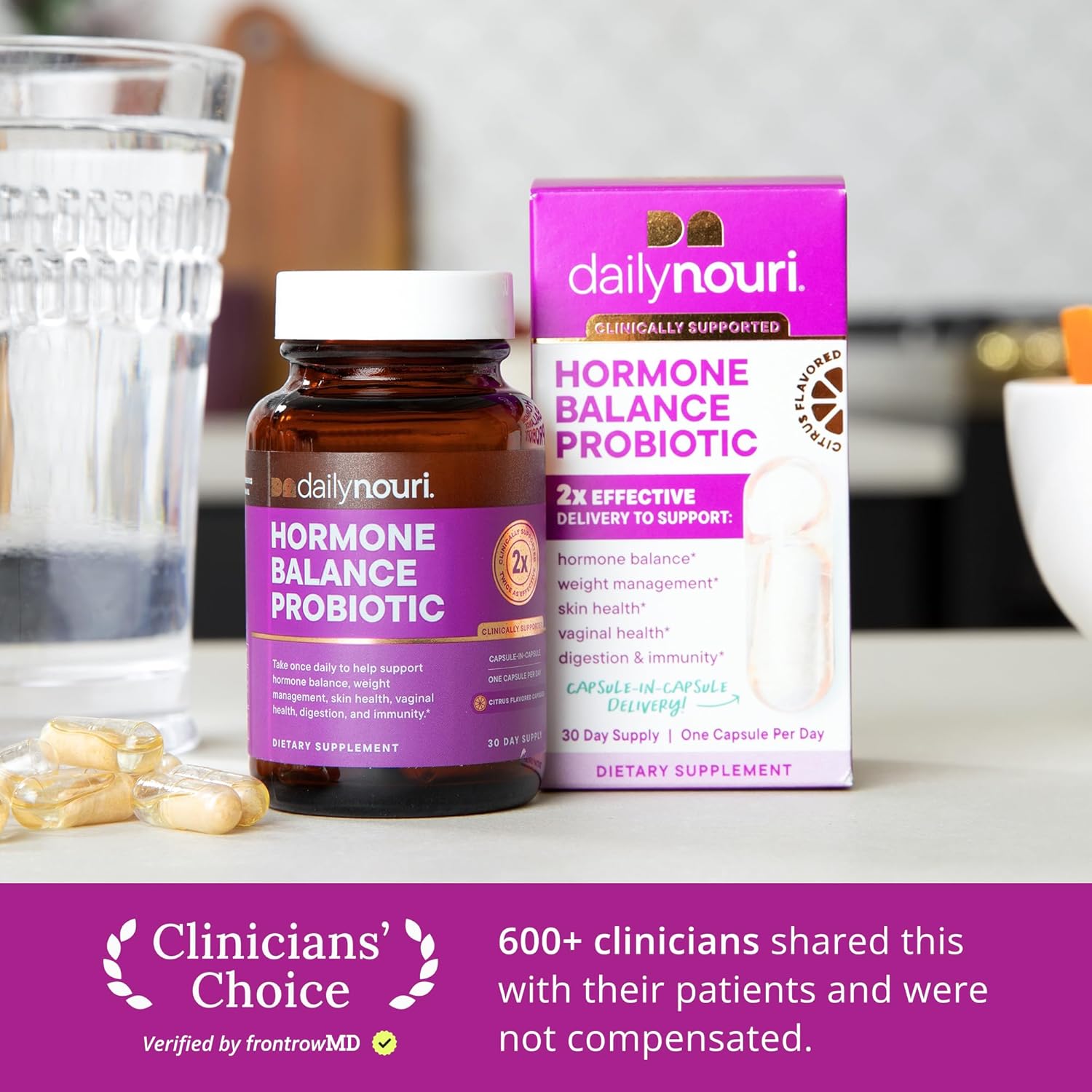Daily Nouri Hormone Balance Probiotics for Women | Hormone Balance for Women | PMS, Hormonal Acne, & Bloating Support | 7 Clinically Studied Strains + Omega | 30-Day Supply - Image 2