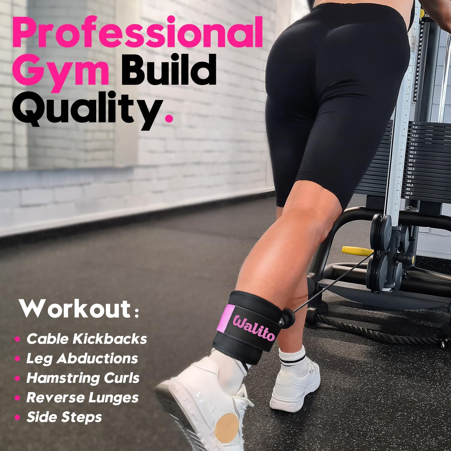 WALITO Ankle Resistance Bands with Cuffs, Exercise Bands for Legs and Butt, Booty Workout Equipment for Kickbacks and Hip Fitness Training - Image 7