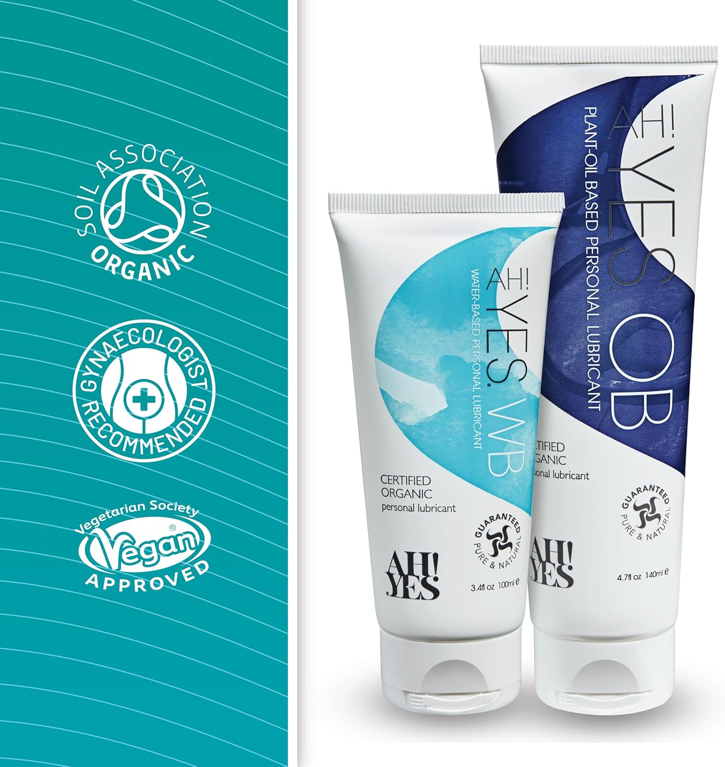 AH! YES® Double Glide Lubricant Bundle | Water-Based & Plant Oil-Based Lubricants | Certified Organic, Long-Lasting & Hydrating | Natural Lubricants (WB, 3.4fl oz + OB, 4.7fl oz) - Image 6