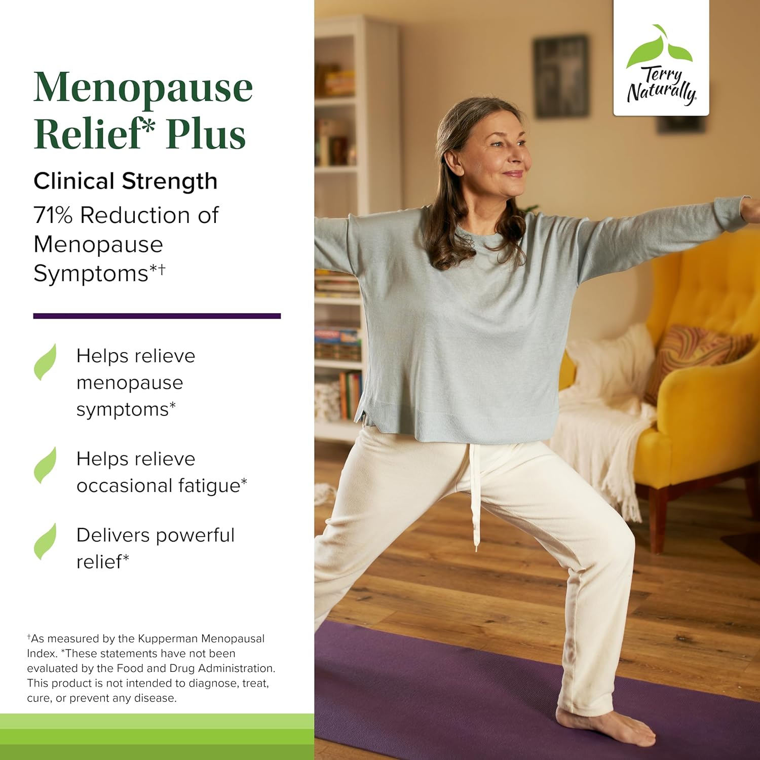 Terry Naturally Menopause Relief Plus - Menopause Symptom Supplement - Supplement to Aid Against Occasional Tiredness & Night Sweats - Supplement with Rhodiola & Black Cohosh - 60 Capsules - Image 3