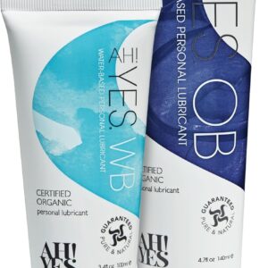 AH! YES® Double Glide Lubricant Bundle | Water-Based & Plant Oil-Based Lubricants | Certified Organic, Long-Lasting & Hydrating | Natural Lubricants (WB, 3.4fl oz + OB, 4.7fl oz)
