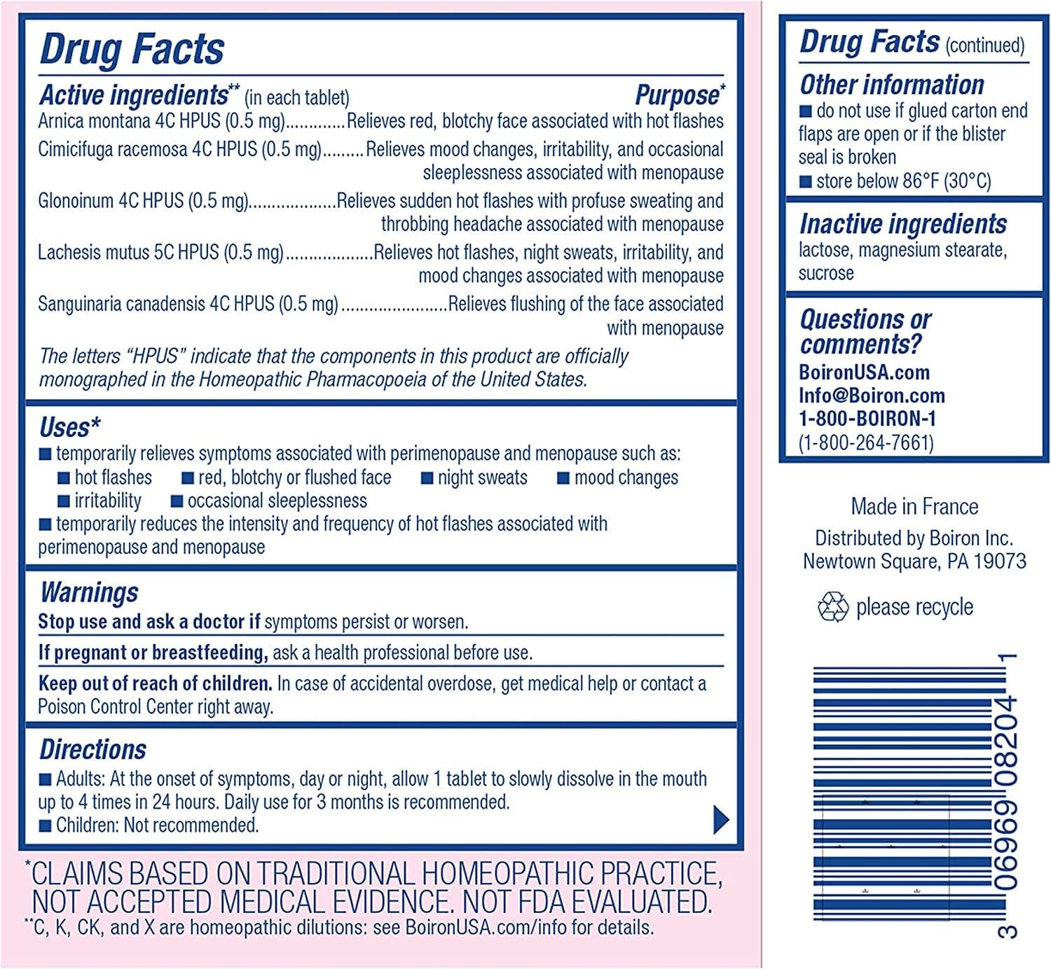 Boiron Cyclease Menopause for Relief from Hot Flashes, Mood Changes, Night Sweats, and Irritability - 120 Count (2 Pack of 60) - Image 8