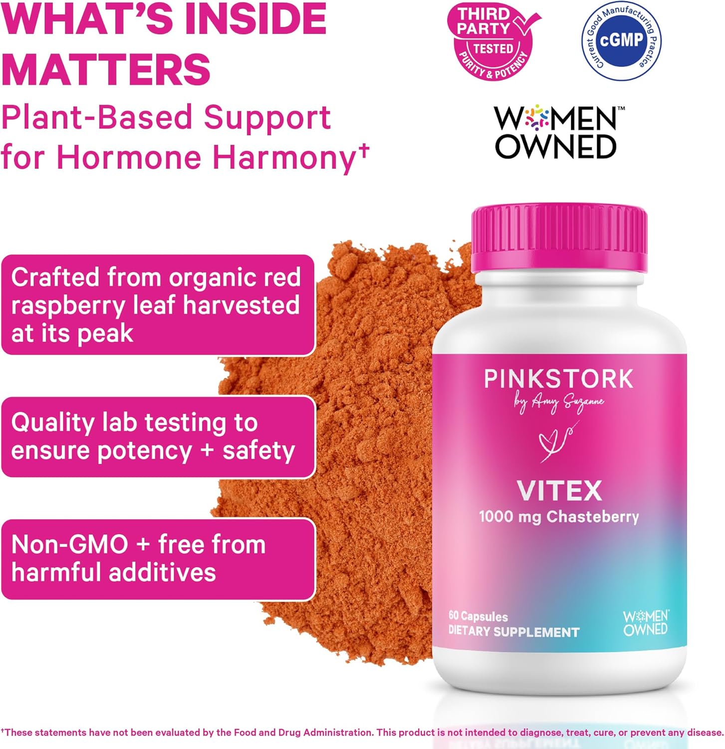 Pink Stork Organic Vitex – 1000 mg Chaste Tree Berry – Plant-Based Support for Perimenopause & Hormonal Harmony – Helps Maintain Cycle Regularity & Hormone Balance – 60 Vegan Capsules - Image 2