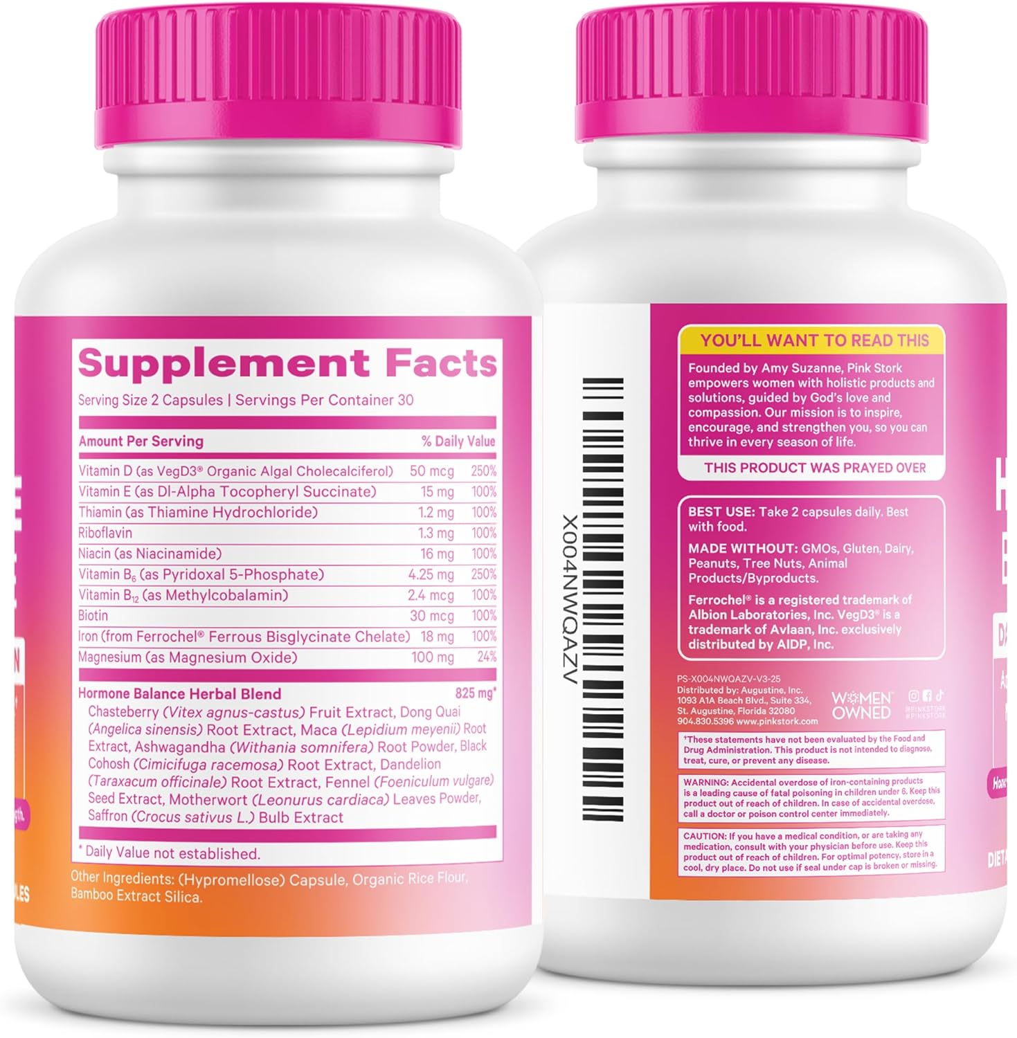 Pink Stork Hormone Balance Multivitamin for Women | 18-in-1 Vitex, Saffron, Ashwagandha, Magnesium | Mood, Energy, Cortisol, Adrenal Support | PMS, Perimenopause Support | 60 Vegan Capsules - Image 8