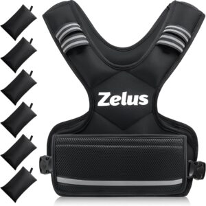 ZELUS Weighted Vest for Men and Women | 4-10lb/11-20lb/20-32lb Vest with 6 Ironsand Weights for Home Workouts | Adjustable Body Weight Vest Exercise Set for Cardio and Strength Training