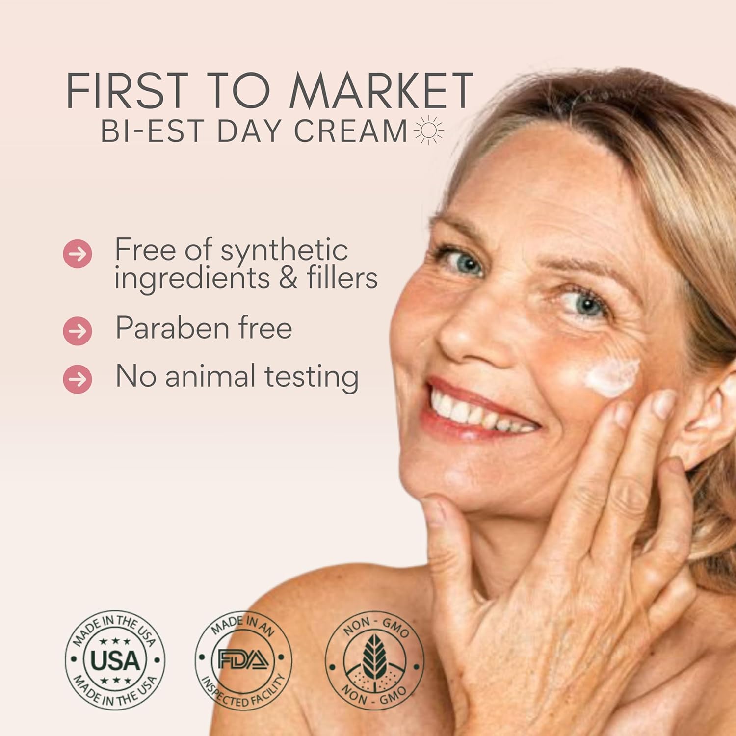 BIOBeauty Day Cream Vitamin C, Hydrating Anti-Aging Moisturizer Infused, Real Bioidentical Hormones, Hyaluronic Acid, Niacinamide, Peptides, Shea Butter, Green Tea, Revive Face & Under Eye (1oz) - Image 3