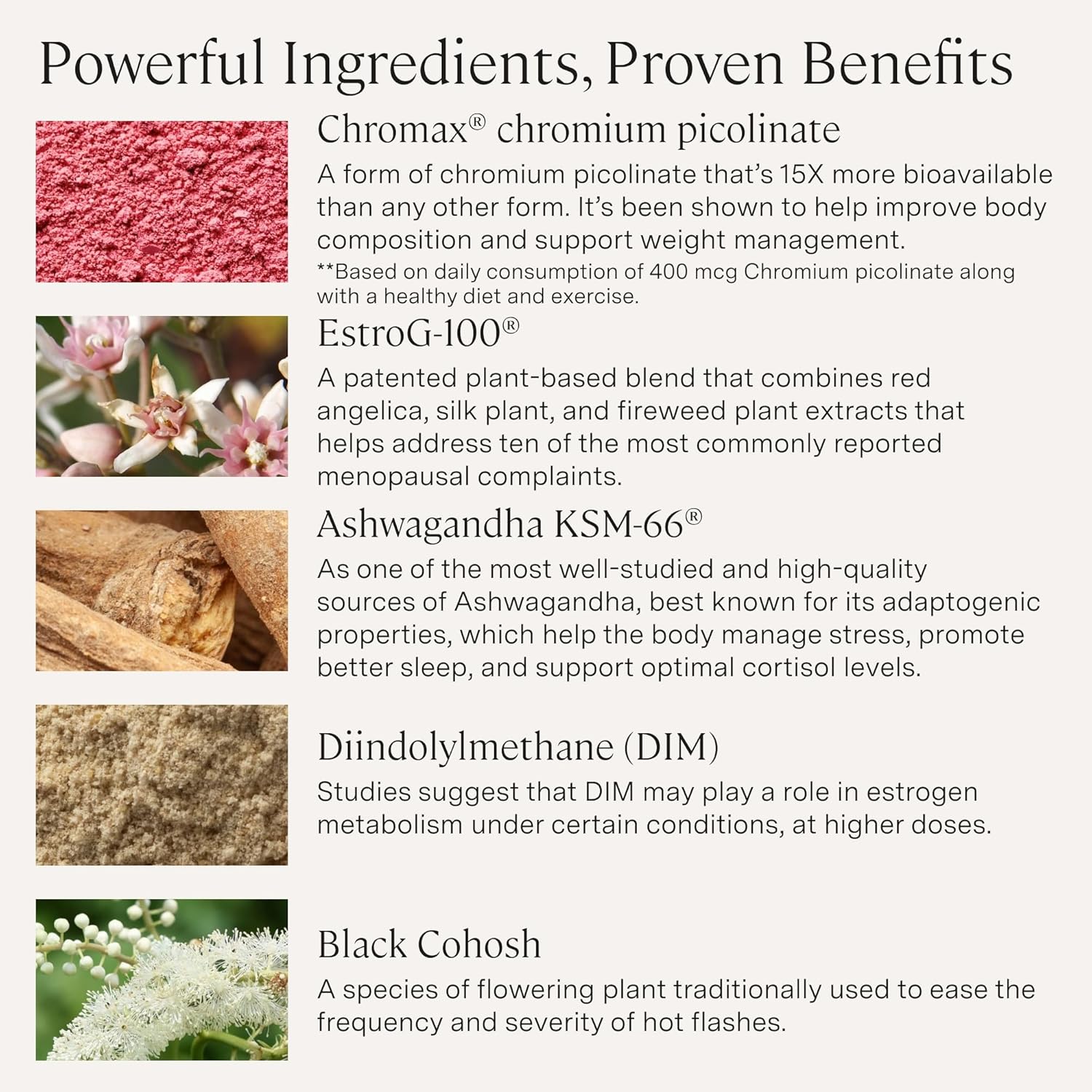 Stonehenge Health for Women Menopause Support for Peri + Menopause + Post - Mood, Energy, Stress, Hot Flashes, Night Sweats, Sleep & Cortisol, Chromax Chromium, Vitamin D3, KSM-66 Ashwagandha - Image 4