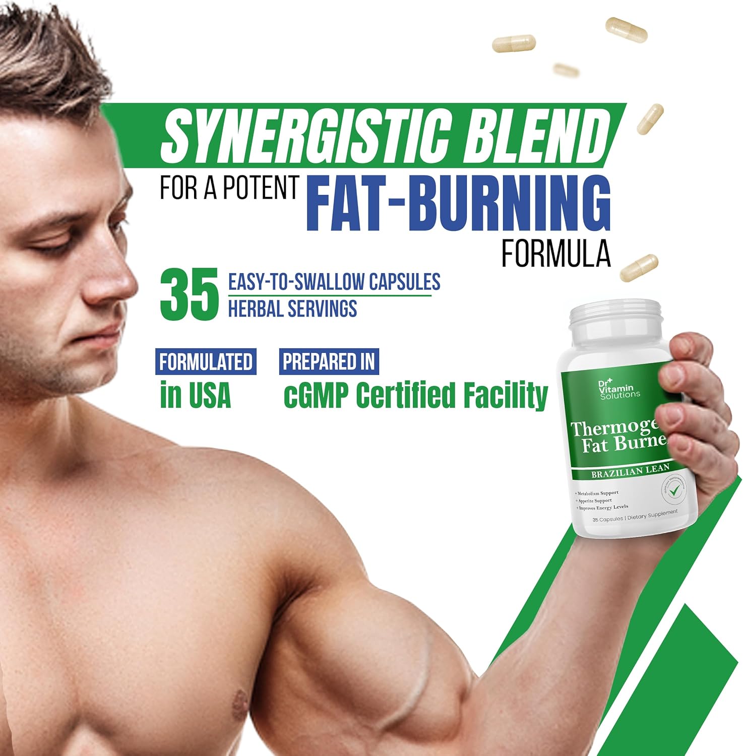 Thermogenic Fat Burner Brazilian Lean - Weight Loss Pills for Women & Men | Appetite Suppressant & Metabolism Booster w/Green Tea, Garcinia | Belly Fat, Energy & Bloating Support - 35 Capsules - Image 6