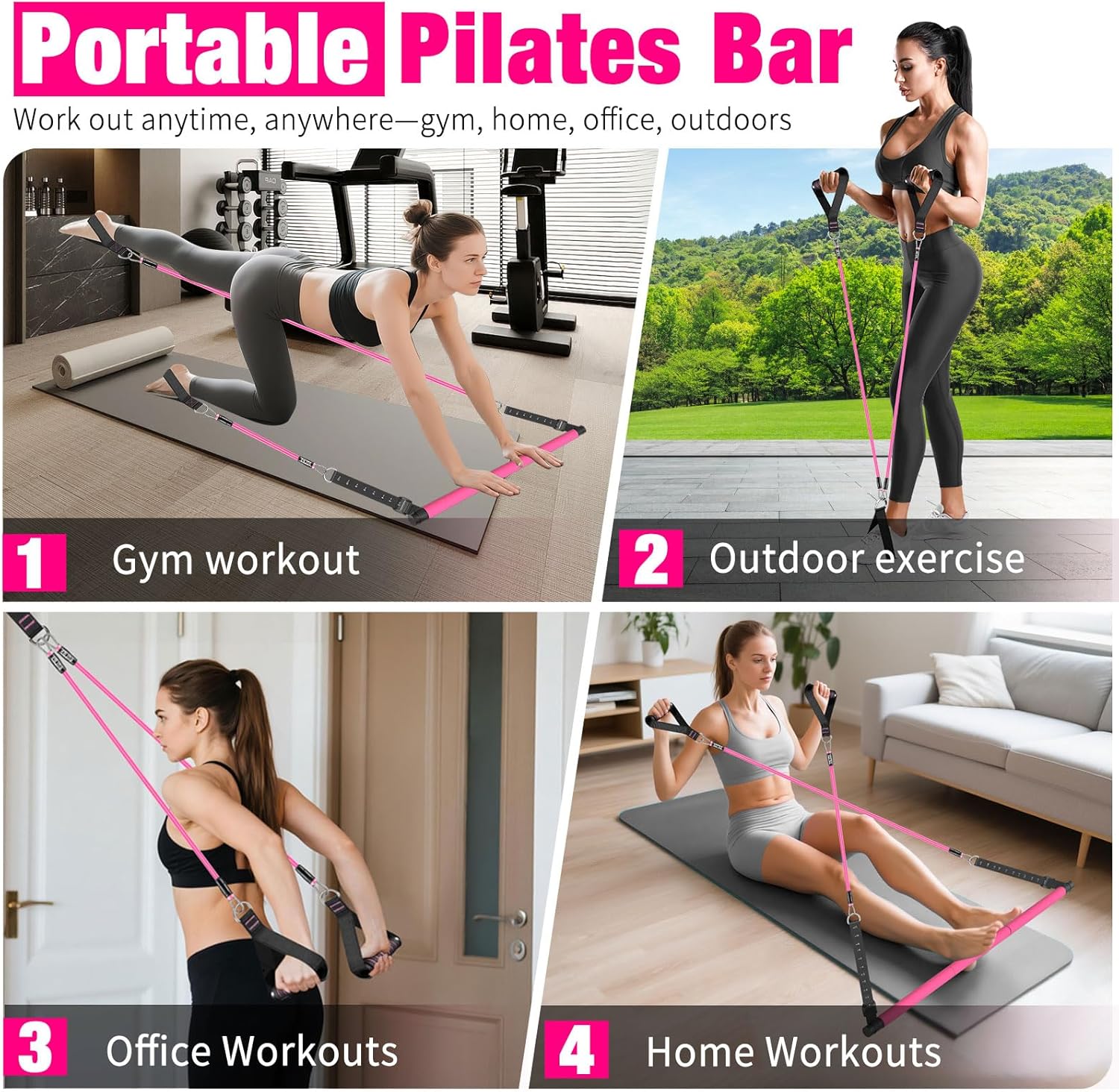 Bbtops Pilates Bar Kit with Resistance Bands,Pilates Bar with Stackable Bands Workout Equipment for Legs,Hip,Waist and Arm,Exercise Fitness Equipment for Women & Men Home Gym Yoga Pilates - Image 5