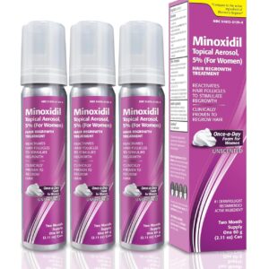 Minoxidil 5% Topical Aerosol Foam, Hair Regrowth Treatment for Women, 2.11 oz Reactivates Hair Follicles to Stimulate Hair Regrowth - 6 Months Supply
