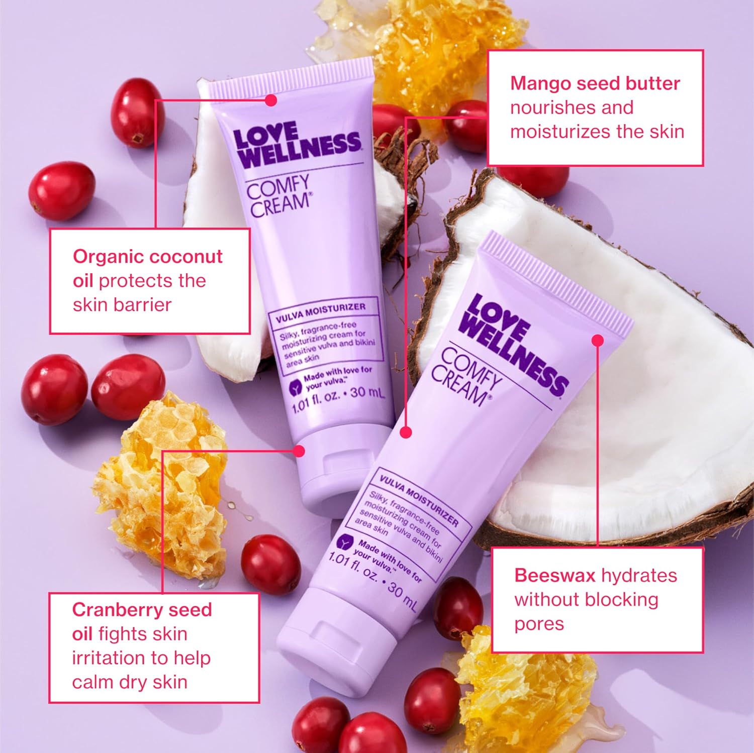 Love Wellness Comfy Cream Vulva & Vaginal Moisturizer - 1.01 oz - Image 4