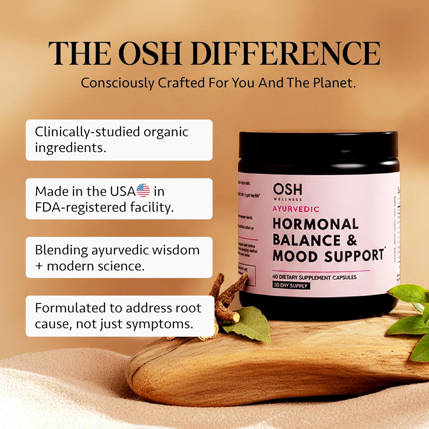 Ayurvedic Hormone Balance for Women | Cortisol Reducer | Mood, Energy, & Sleep Support | Regulates Estrogen | Stress Relief | Ashwagandha, Rhodiola, & Shatavari | Made in USA | 60 Ct. - OSH Wellness - Image 11