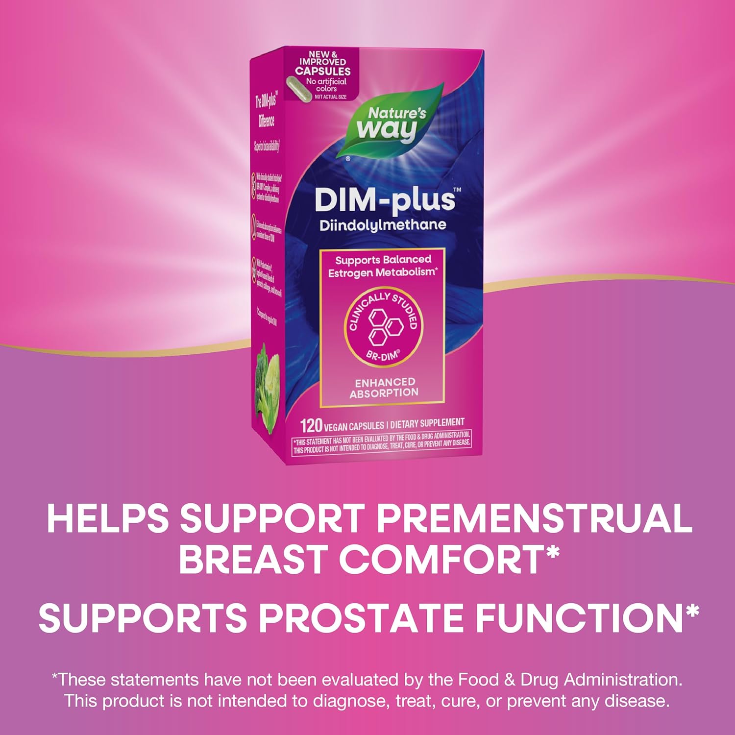 Nature's Way DIM-Plus, DIM Supplement, Supports Balanced Estrogen Metabolism*, Supports Estrogen Hormone Balance*, Diindolylmethane, 120 Vegan Capsules - Image 3