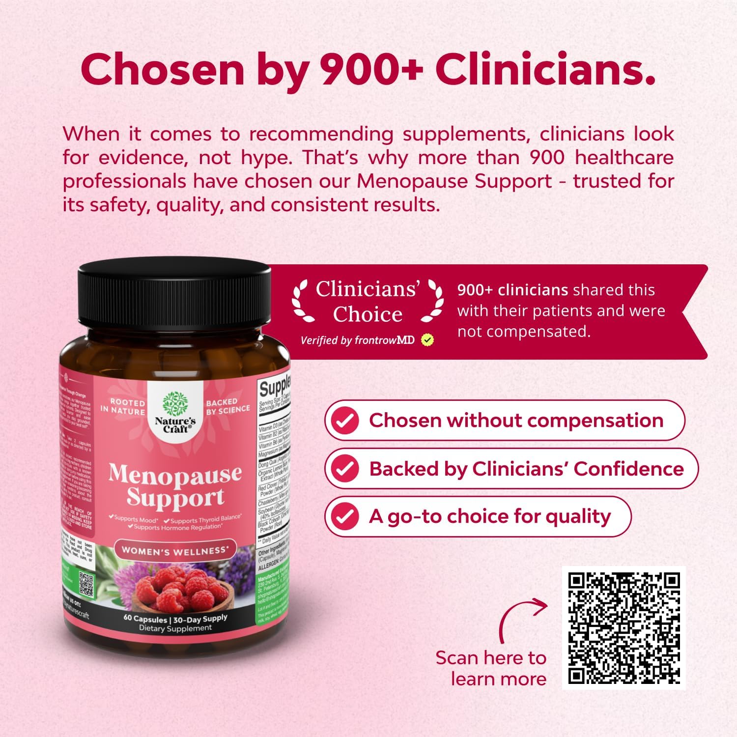 Natures Craft Complete Herbal Menopause Supplement for Women - Female Hormone Balance Capsules for Night Sweats Hot Flashes & Mood Swings with Dong Quai, Chaste Berry & Black Cohosh Root - 60 Count - Image 4