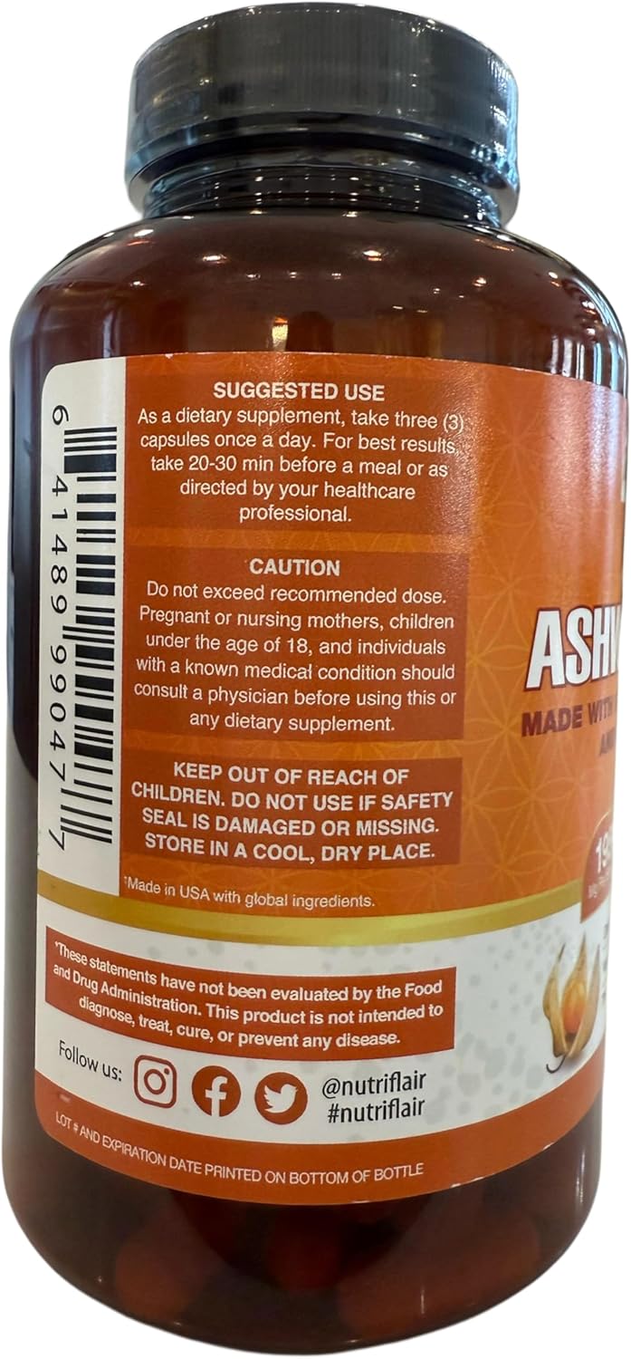 NutriFlair Organic Ashwagandha Root Extract - with Organic Black Pepper - Stress and Mood Support - Powerful Adaptogenic Benefits and Overall Health - Made in USA - Image 3