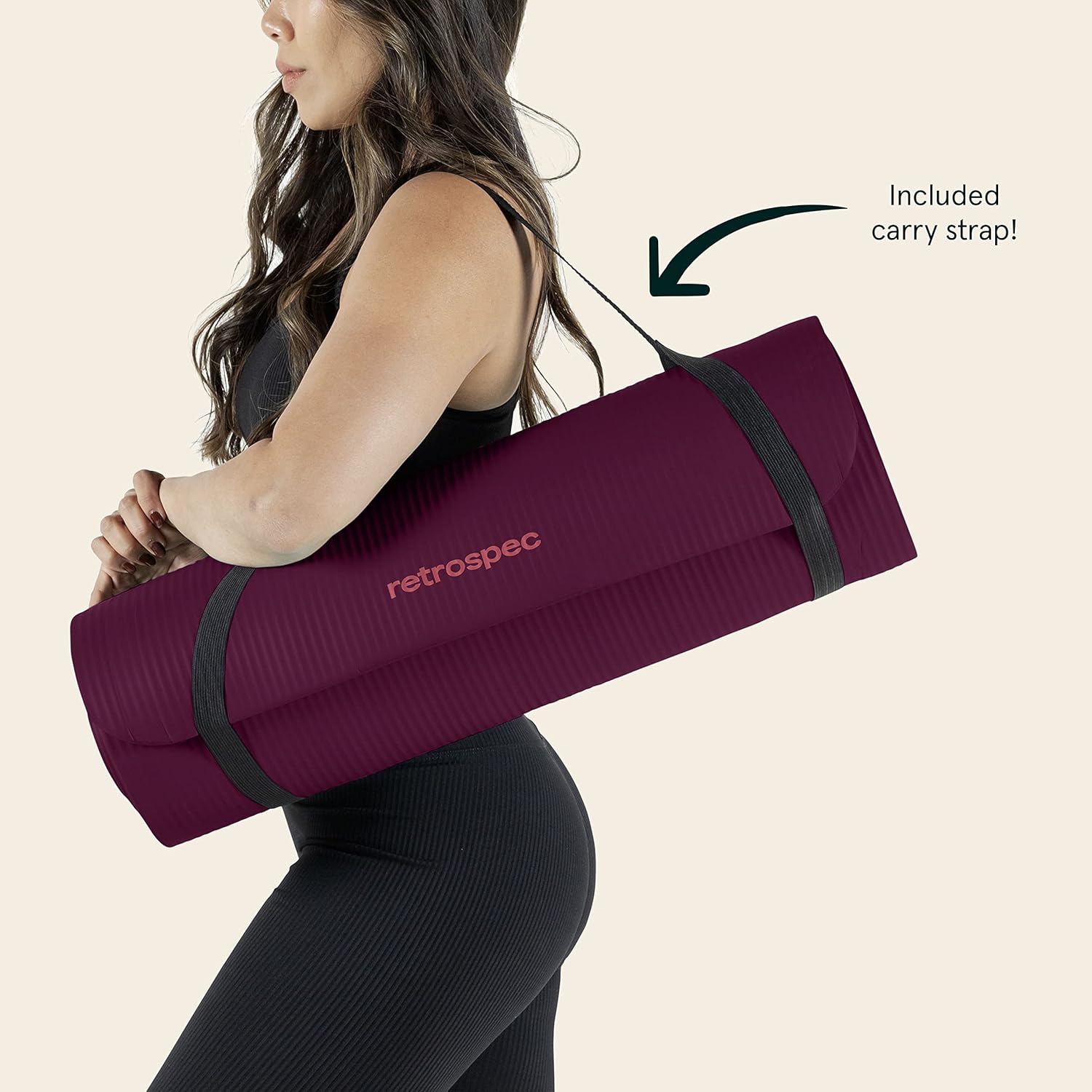 Retrospec Solana Yoga Mat 1" Thick w/Nylon Strap for Men & Women - Non Slip Exercise Mat for Home Yoga, Pilates, Stretching, Floor & Fitness Workouts - Image 7