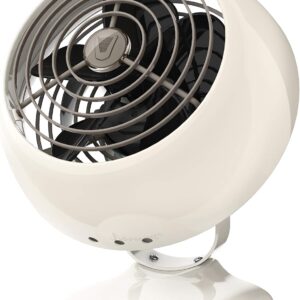 Vornado VFAN™ Mini Classic Vintage Fan, Retro Metal Air Circulator, For Desk & Bedside, 2 Speeds, Adjustable Tilt, Personal Cooling with Targeted Airflow, Quiet Fan, Vintage White