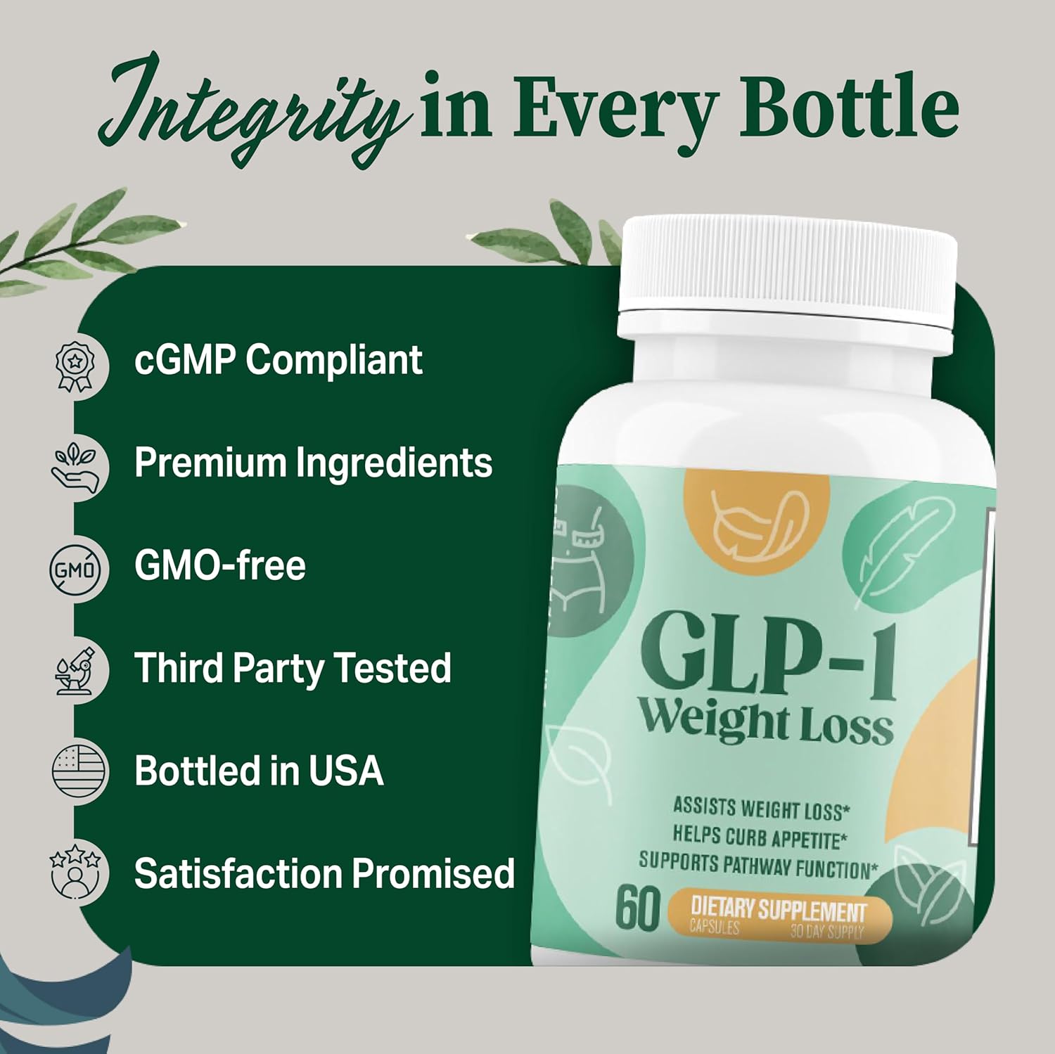 GLP-1 Weight Loss Support - Fat Burner for Men & Women - Supports Healthy Pathways Associated with GLP-1 Activity + Appetite Suppressant Supplement - 60 Capsules to Help Lose Weight - Image 5
