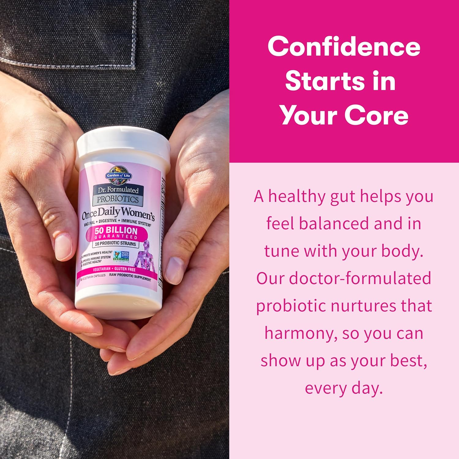 Garden of Life Once Daily Dr. Formulated Probiotics for Women 50 Billion CFU 16 Probiotic Strains with Organic Prebiotics for Digestive, Vaginal & Immune Health, Dairy Free, Shelf Stable 30 Capsules - Image 8