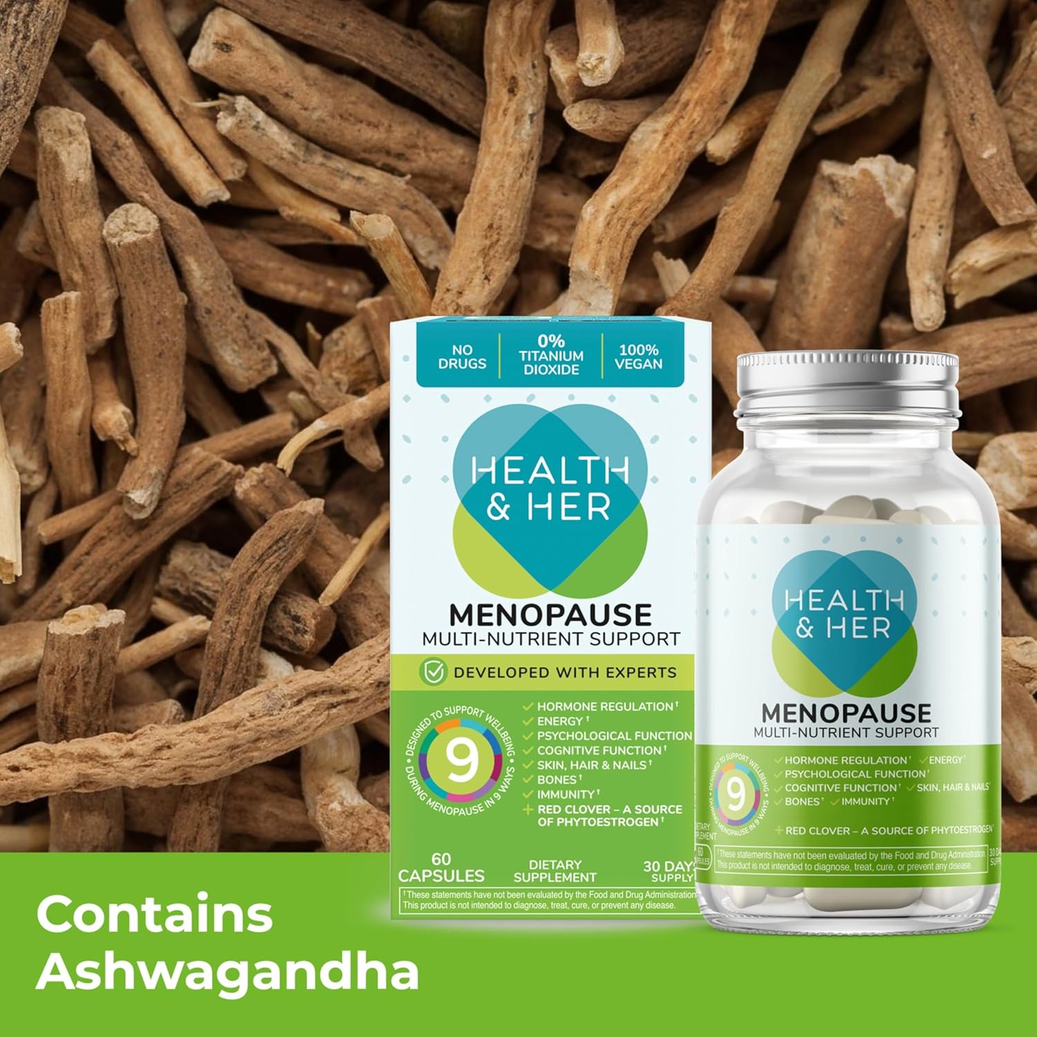Health & Her Menopause Supplements for Women - Multi-Nutrient Support, Menopause Vitamins for Energy, Bones, Muscles, Skin & Hair, Vegan, Gluten-Free, Non GMO (60ct - 1 Month) - Image 6