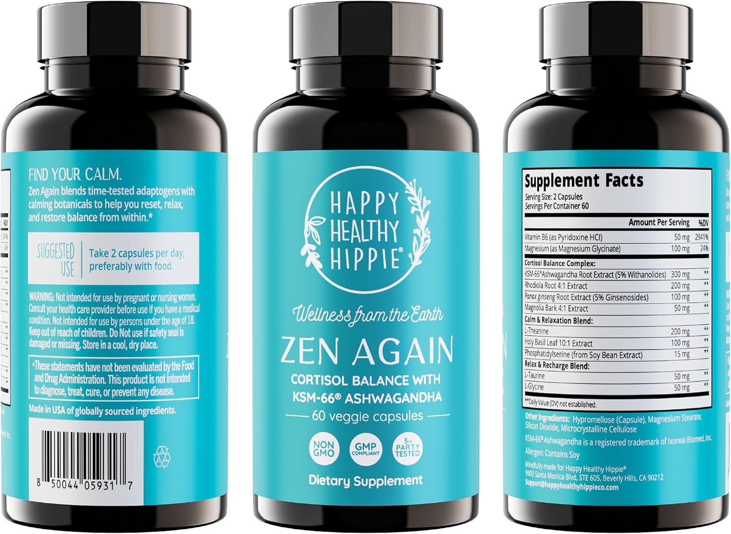 Zen Again Cortisol Manager with Ashwagandha KSM-66 | Cortisol Supplements for Women | 11-in-1 Complex | Herbal Stress Support with L-Theanine, Rhodiola & Magnesium | Vegan, 60 Ct (30 Servings) - Image 8
